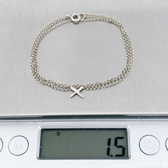 Vintage Sterling Silver 925 Minimalist Sideways Cross Necklace 18" - Picture 4 of 4